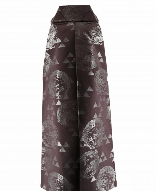 男性用袴単品レンタル(成人式・結婚式・卒業式)小豆色・銀の鱗文様と龍[身長170cm]No.215